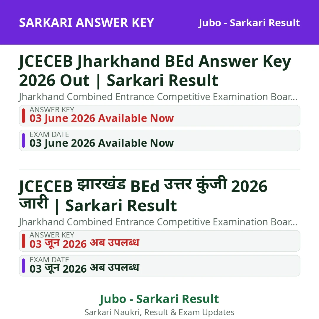 JCECEB Jharkhand BEd Answer Key 2026 Out | Sarkari Result