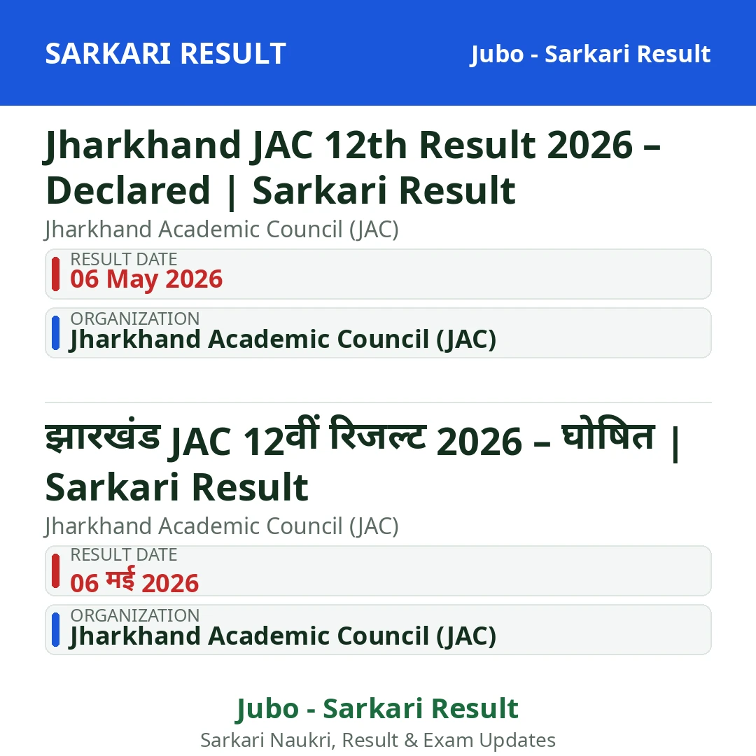 Jharkhand JAC 12th Result 2026 – Declared | Sarkari Result