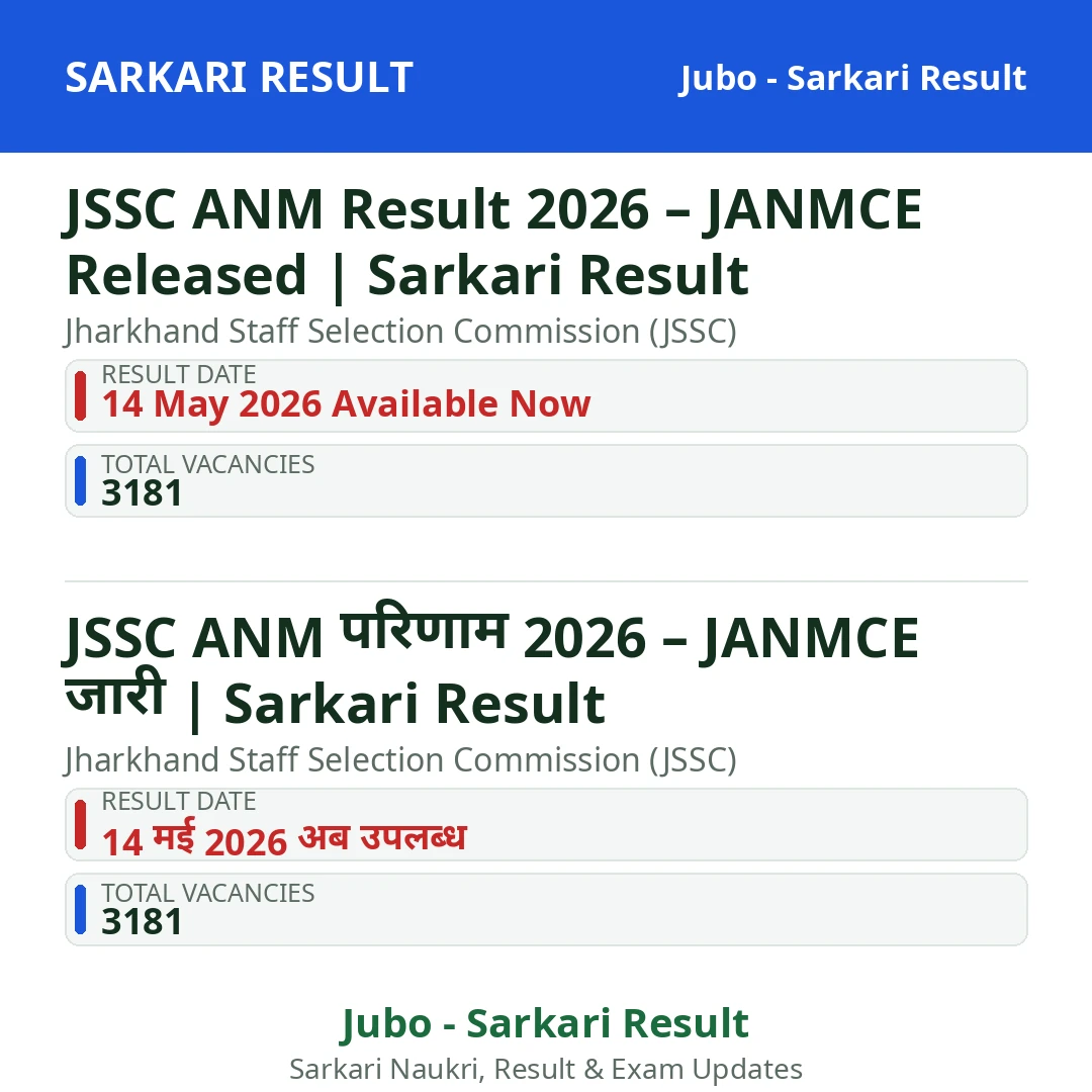 JSSC ANM Result 2026 – JANMCE Released | Sarkari Result