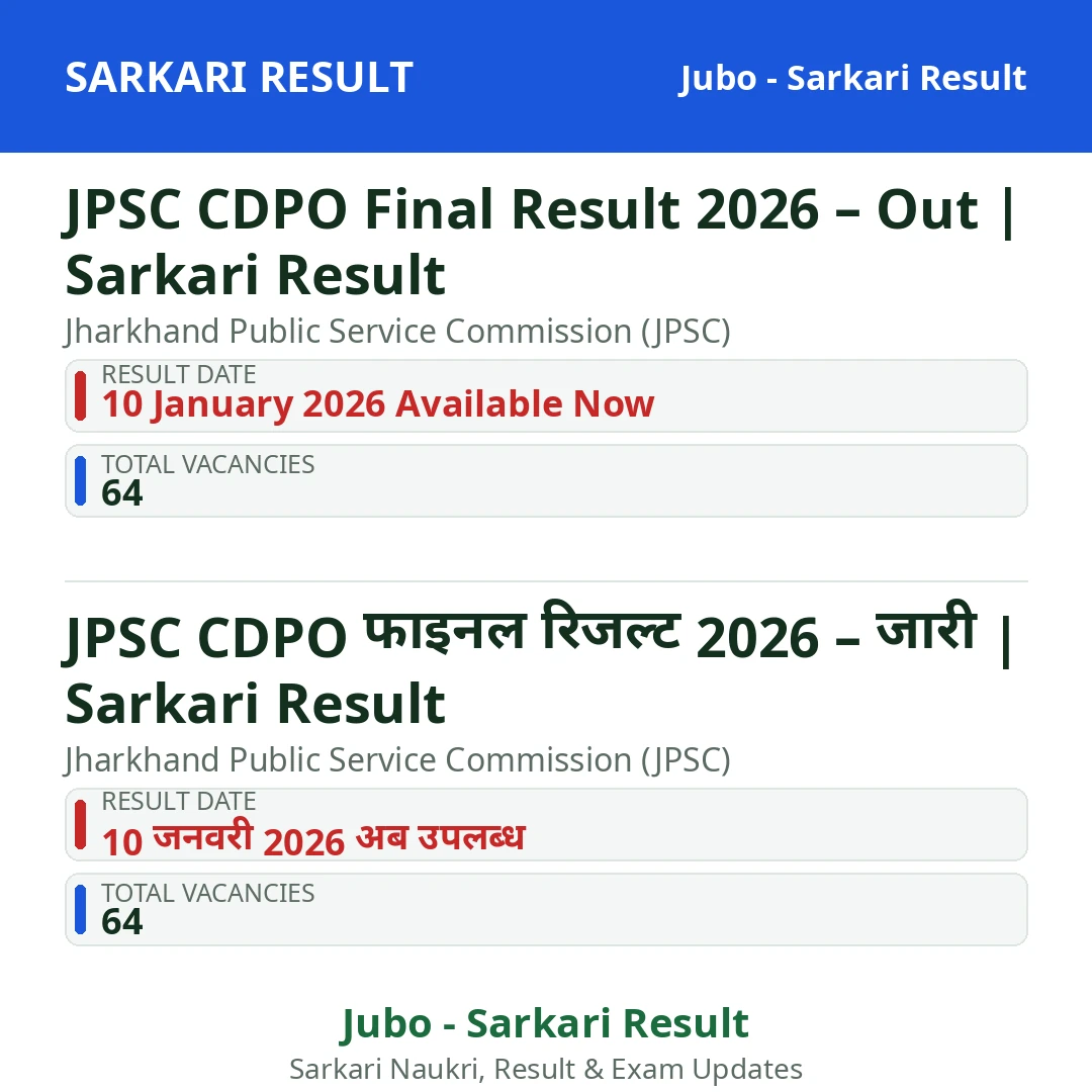 JPSC CDPO Final Result 2026 – Out | Sarkari Result