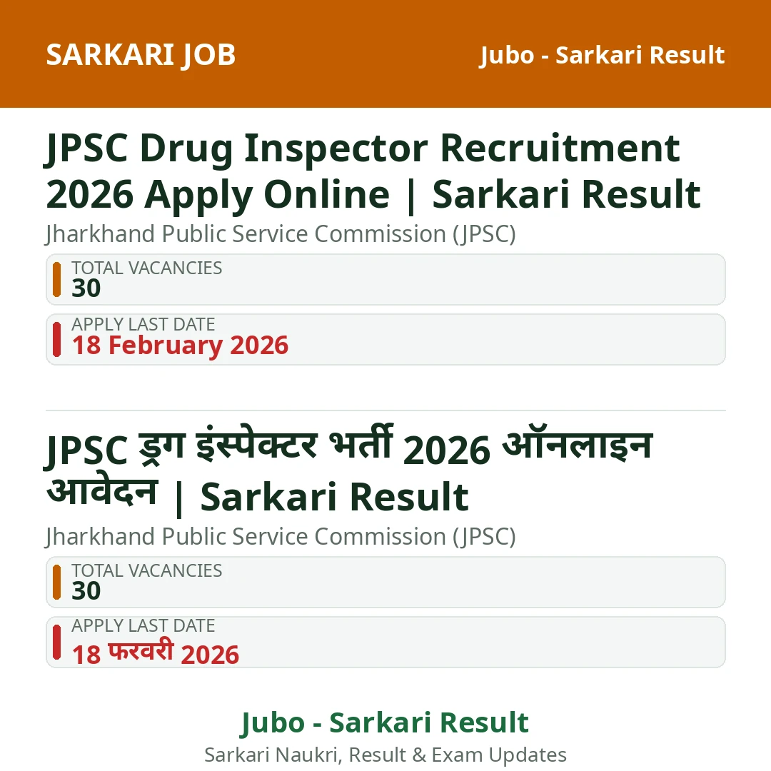 JPSC Drug Inspector Recruitment 2026 Apply Online | Sarkari Result