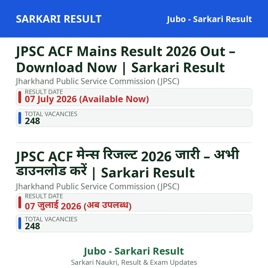 JPSC ACF Mains Result 2026 Out – Download Now | Sarkari Result