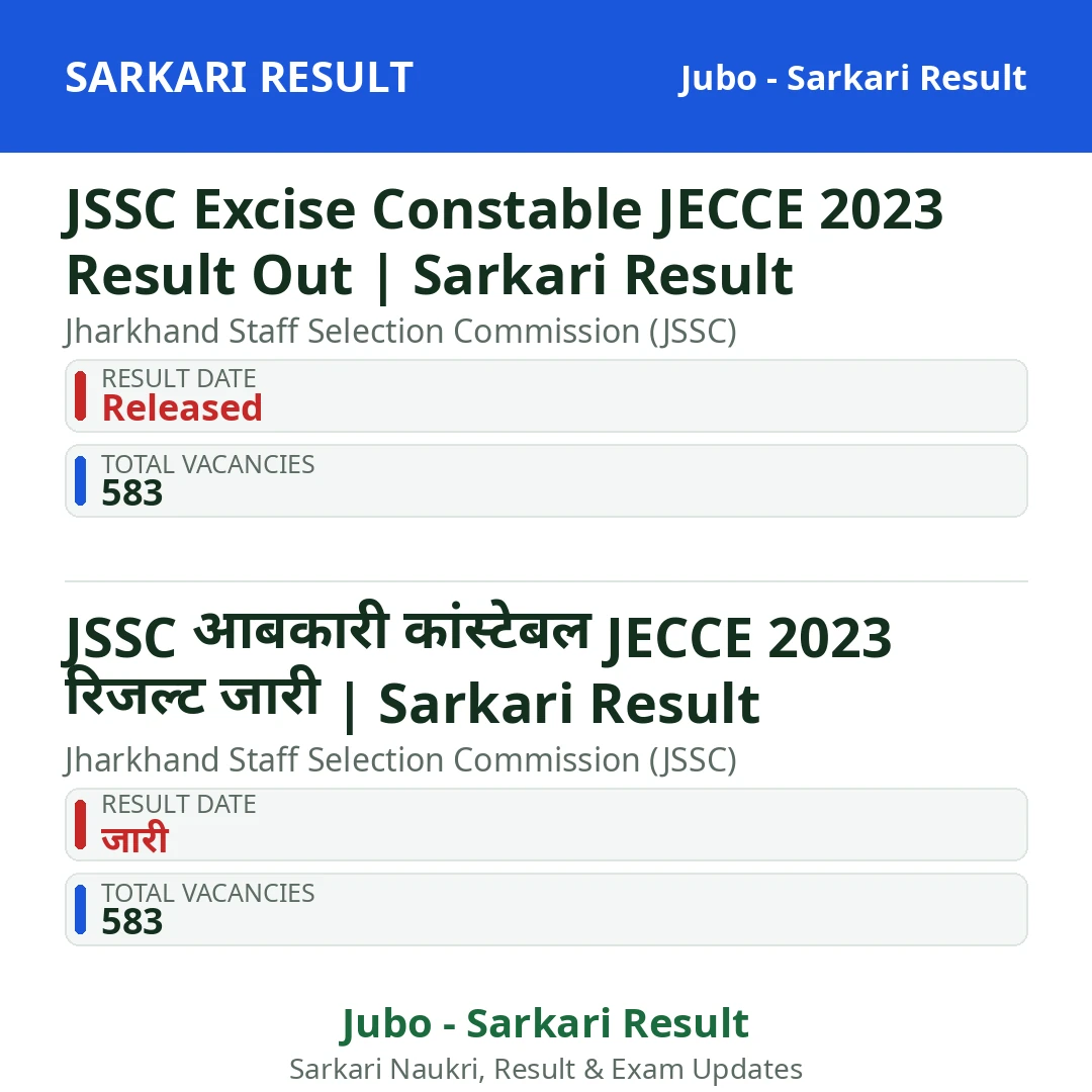 JSSC Excise Constable JECCE 2023 Result Out | Sarkari Result