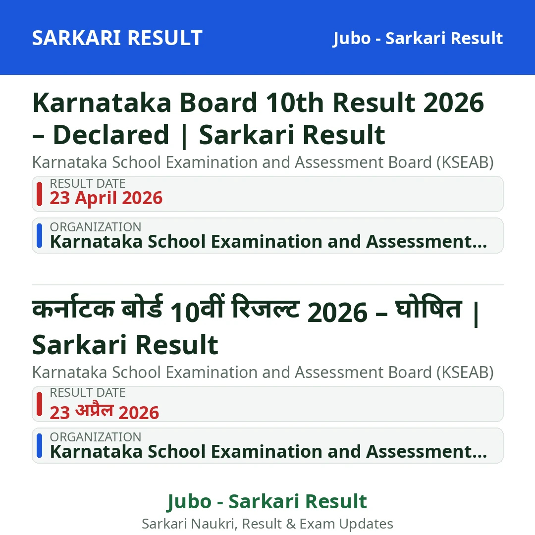 Karnataka Board 10th Result 2026 – Declared | Sarkari Result