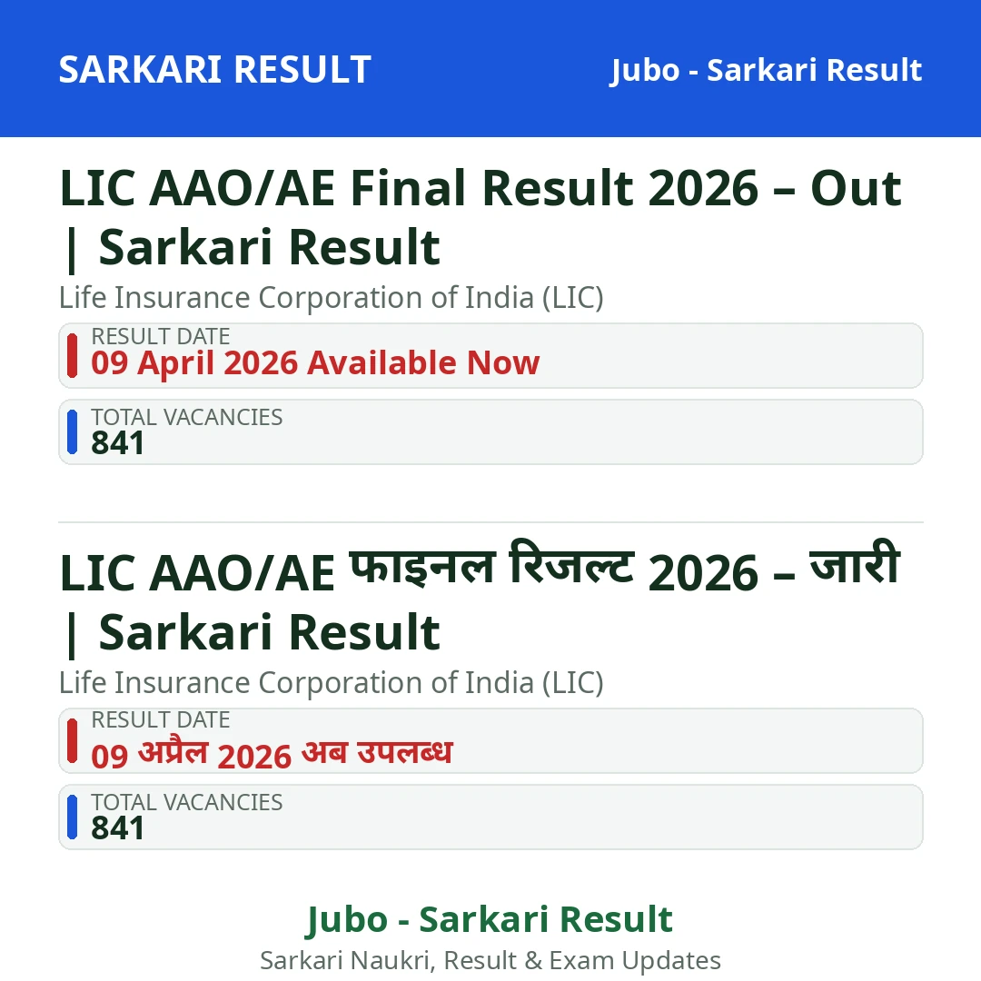 LIC AAO/AE Final Result 2026 – Out | Sarkari Result