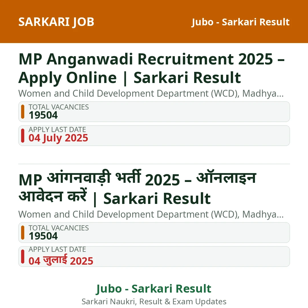 MP Anganwadi Recruitment 2025 – Apply Online | Sarkari Result