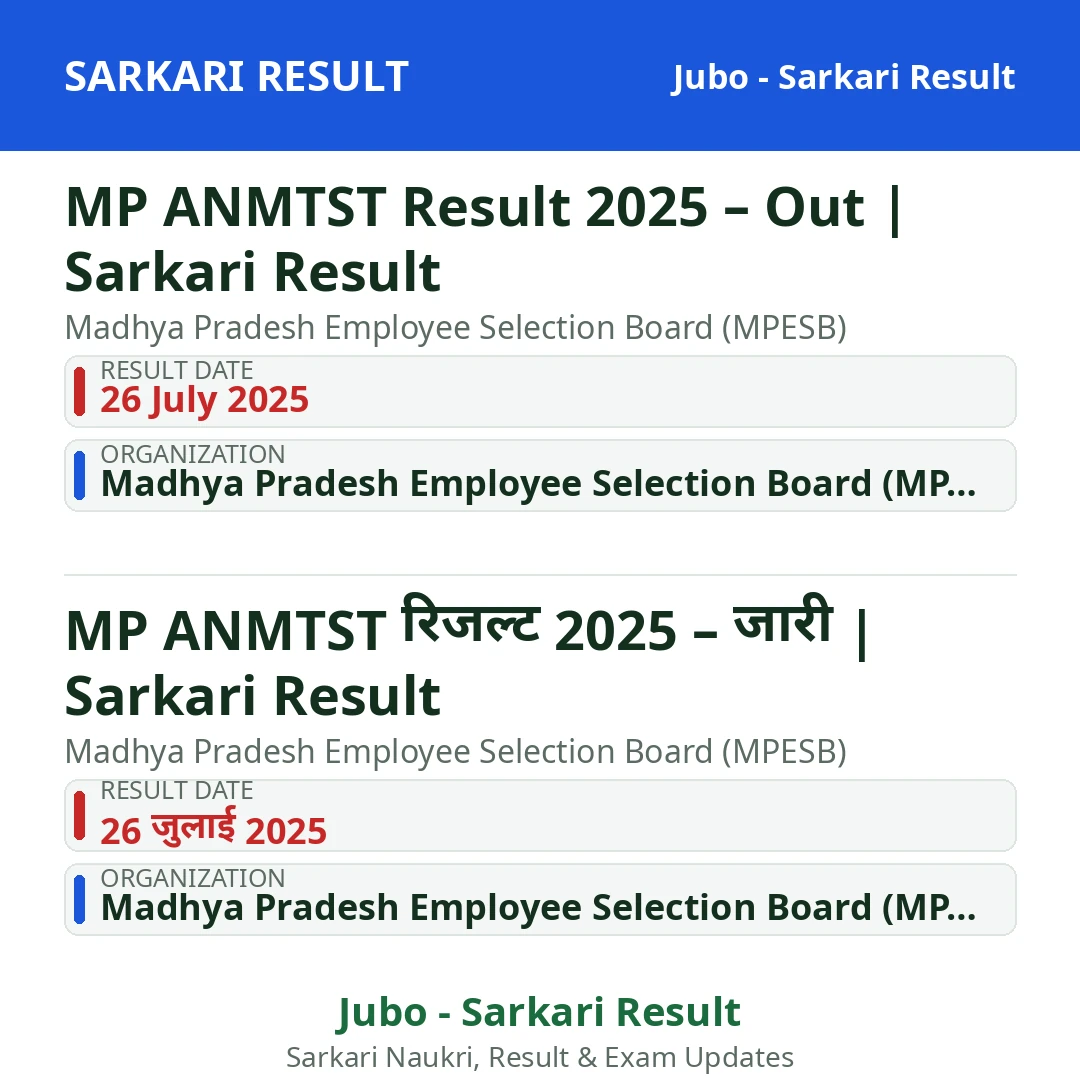 MP ANMTST Result 2025 – Out | Sarkari Result