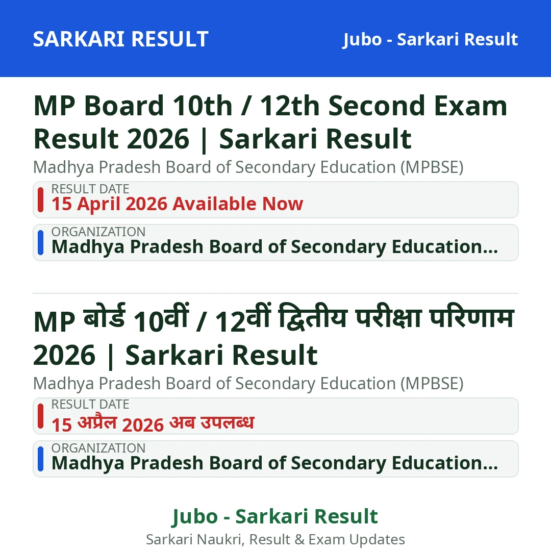 MP Board 10th / 12th Second Exam Result 2026 | Sarkari Result