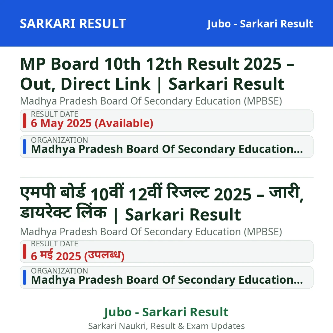 MP Board 10th 12th Result 2025 – Out, Direct Link | Sarkari Result