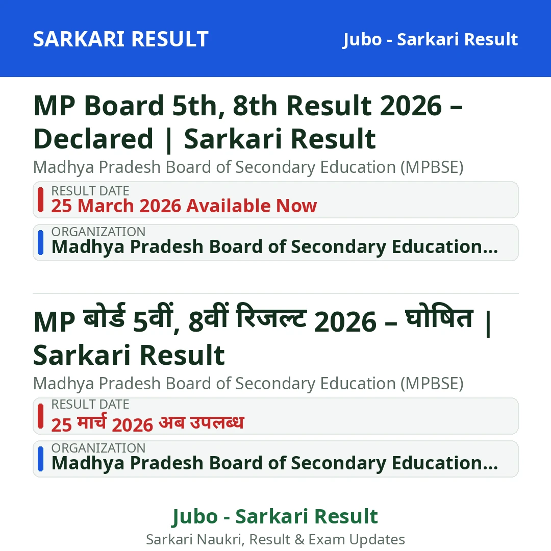 MP Board 5th, 8th Result 2026 – Declared | Sarkari Result