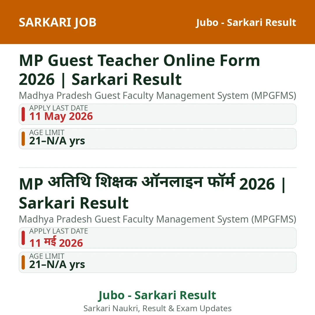 MP Guest Teacher Online Form 2026 | Sarkari Result
