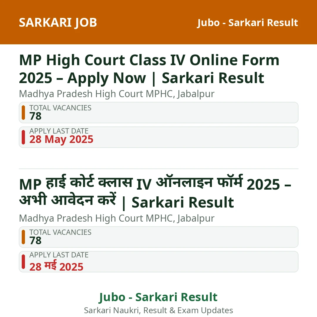 MP High Court Class IV Online Form 2025 – Apply Now | Sarkari Result