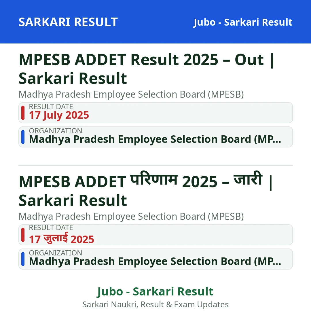 MPESB ADDET Result 2025 – Out | Sarkari Result