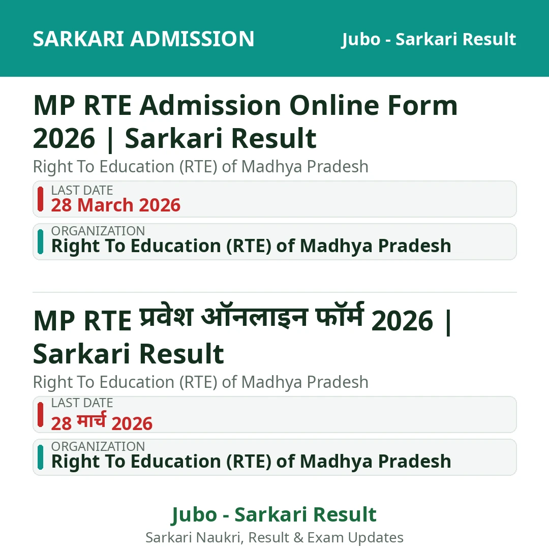 MP RTE Admission Online Form 2026 | Sarkari Result