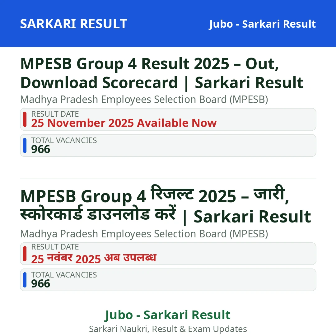 MPESB Group 4 Result 2025 – Out, Download Scorecard | Sarkari Result