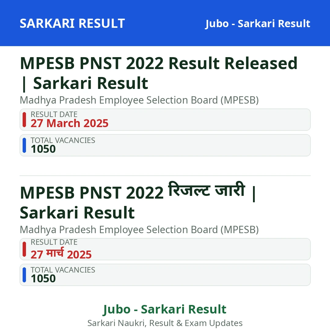 MPESB PNST 2022 Result Released | Sarkari Result