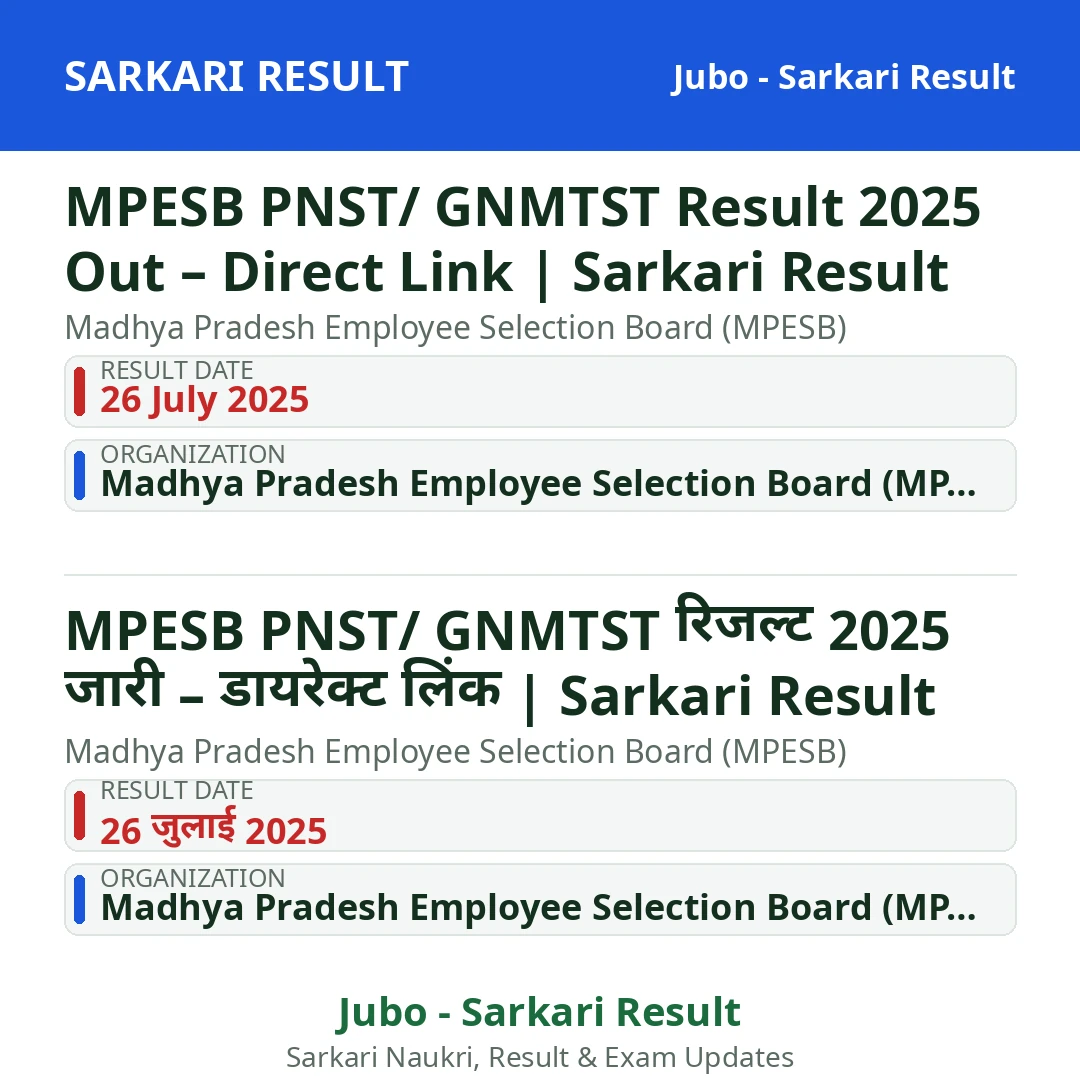 MPESB PNST/ GNMTST Result 2025 Out – Direct Link | Sarkari Result