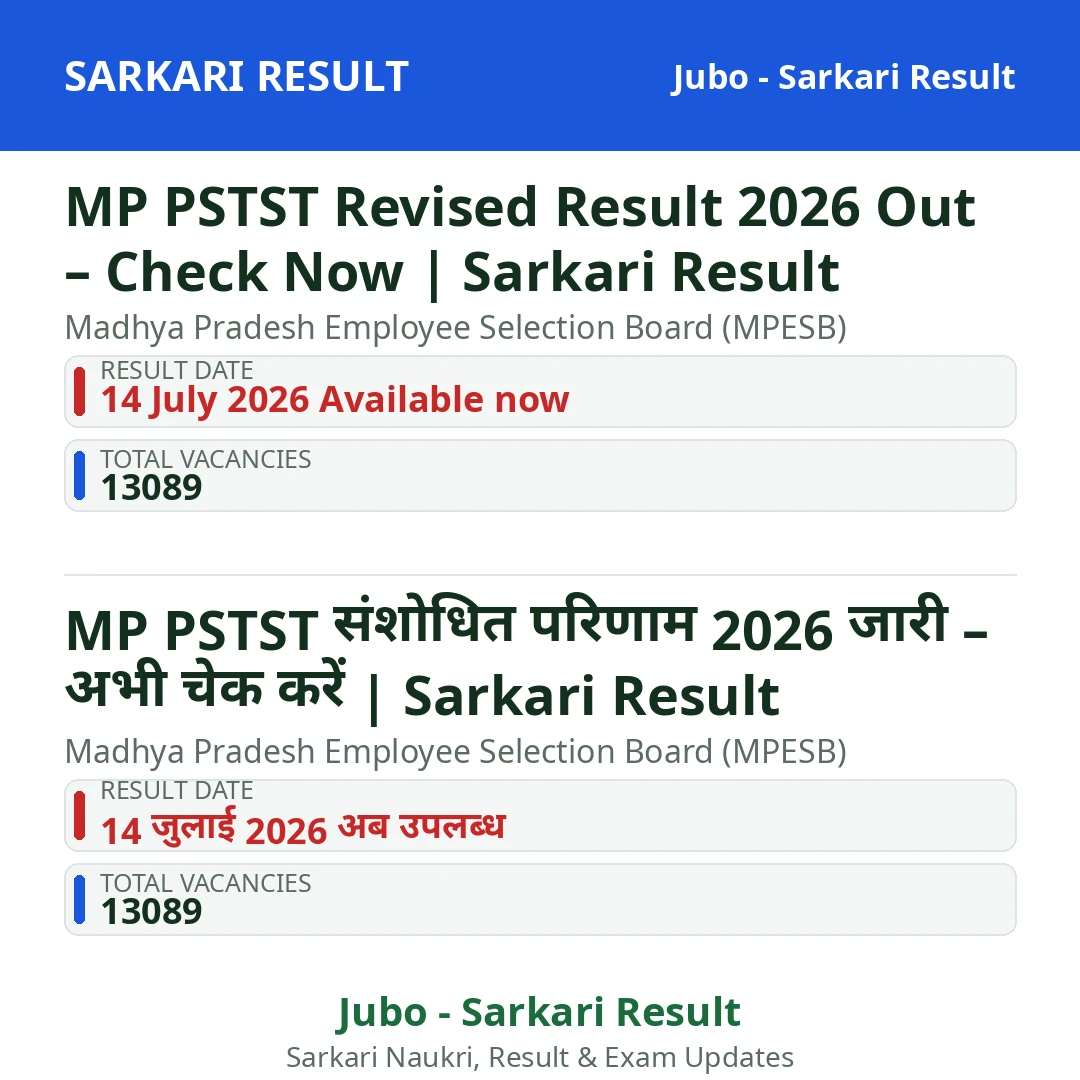 MP PSTST Revised Result 2026 Out – Check Now | Sarkari Result