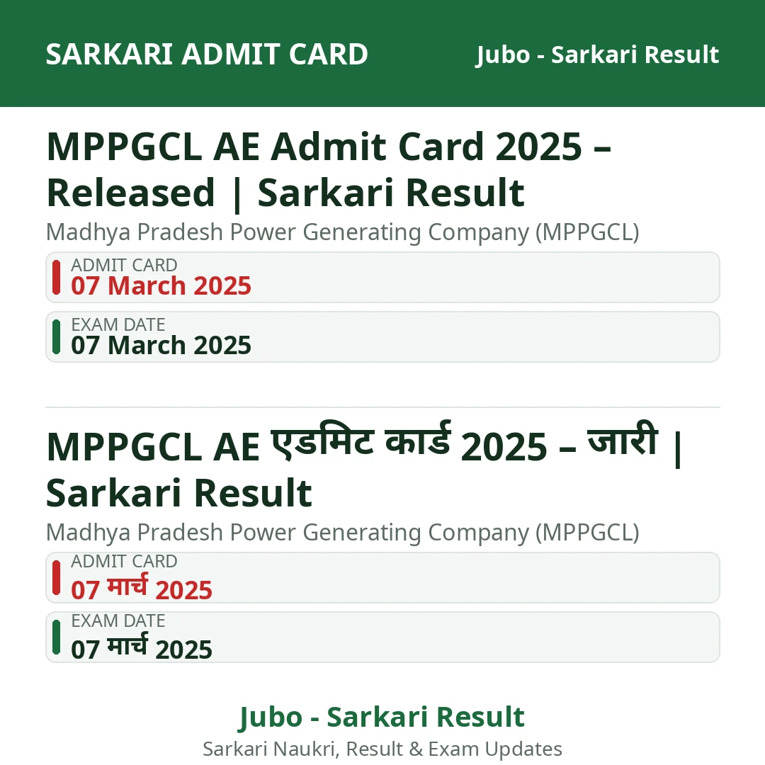 MPPGCL AE Admit Card 2025 – Released | Sarkari Result