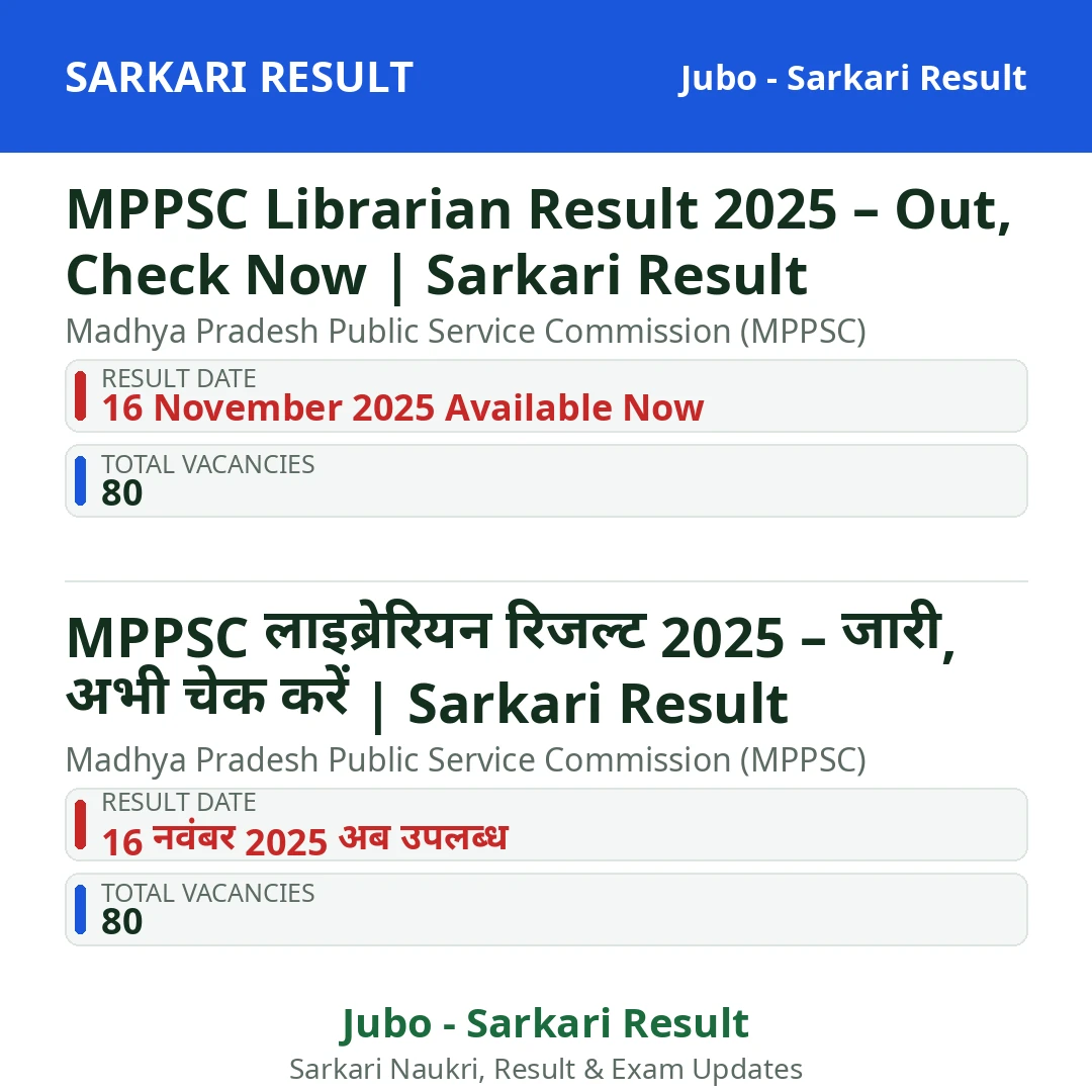 MPPSC Librarian Result 2025 – Out, Check Now | Sarkari Result