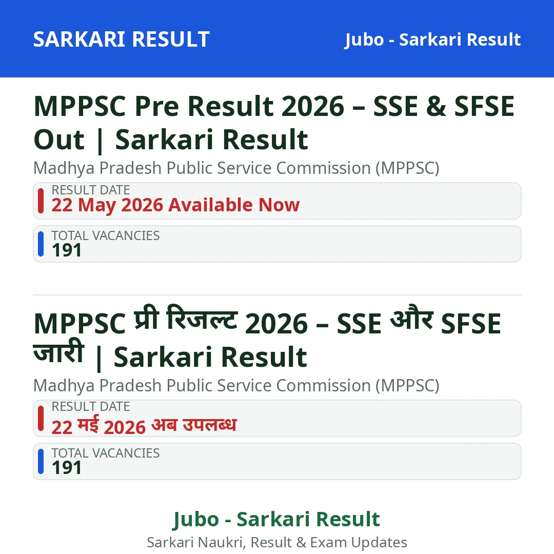 MPPSC Pre Result 2026 – SSE & SFSE Out | Sarkari Result