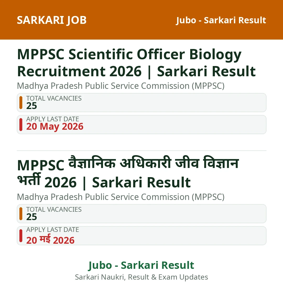 MPPSC Scientific Officer Biology Recruitment 2026 | Sarkari Result