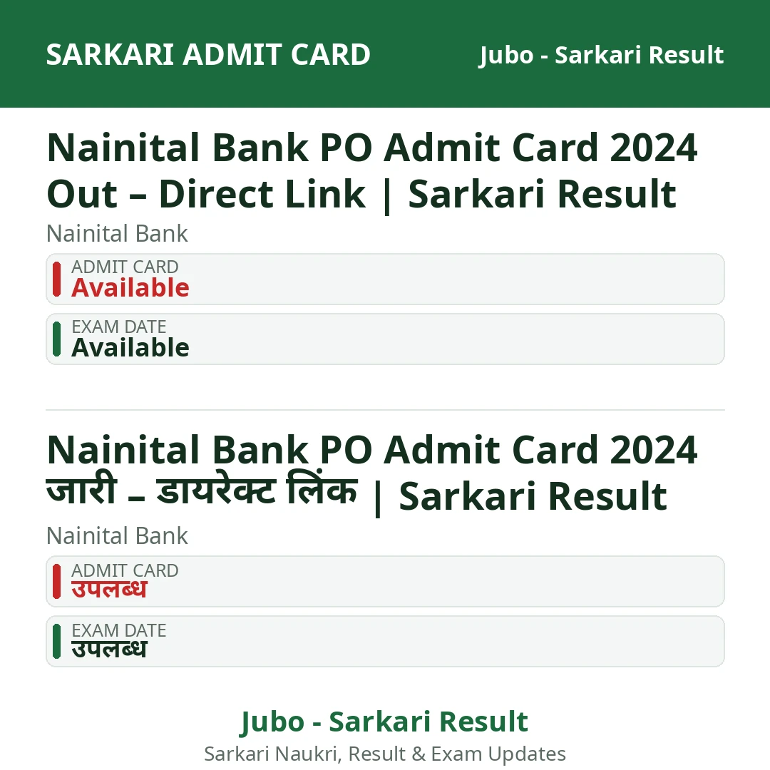 Nainital Bank PO Admit Card 2024 Out – Direct Link | Sarkari Result