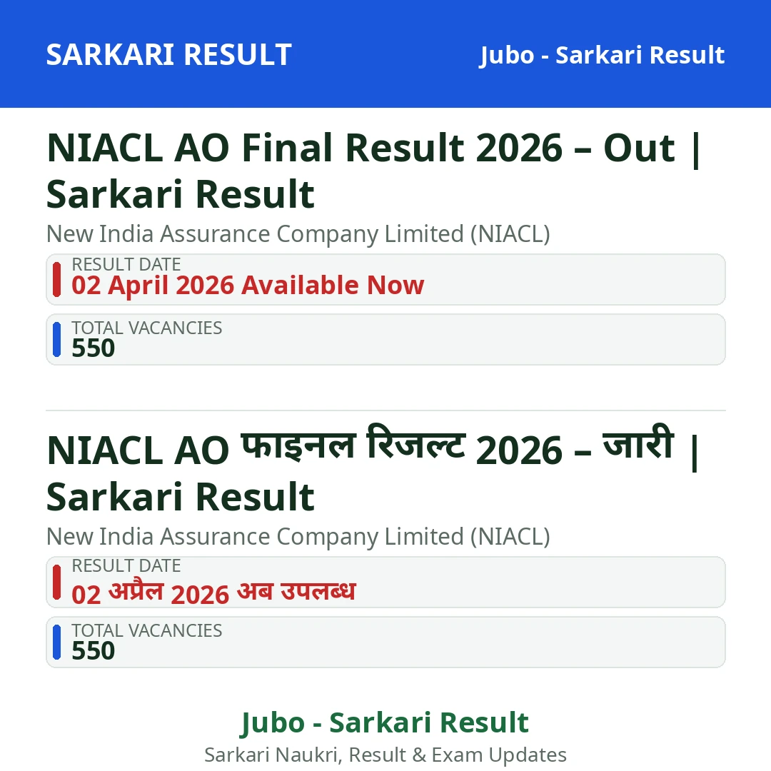 NIACL AO Final Result 2026 – Out | Sarkari Result