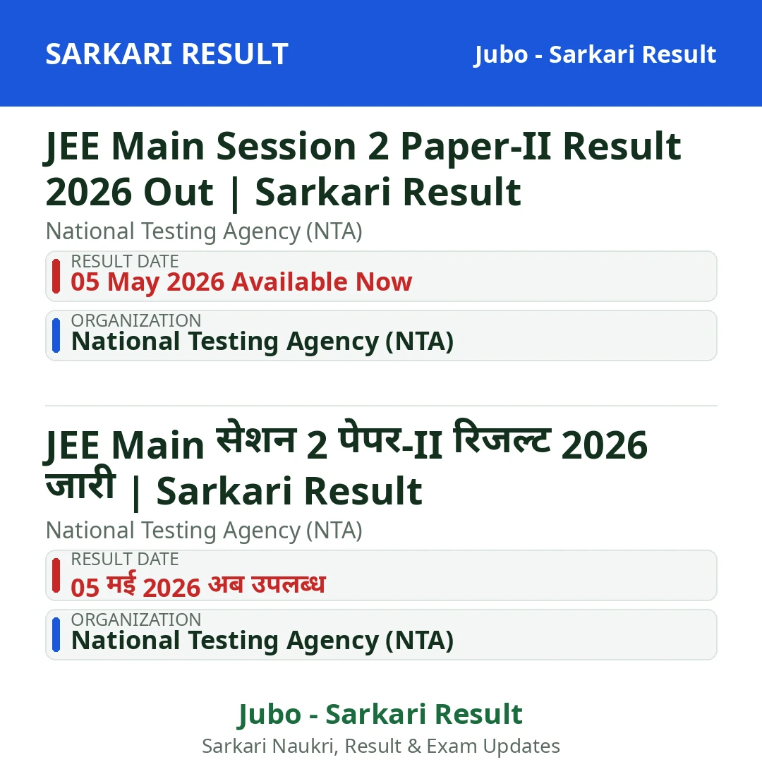 JEE Main Session 2 Paper-II Result 2026 Out | Sarkari Result