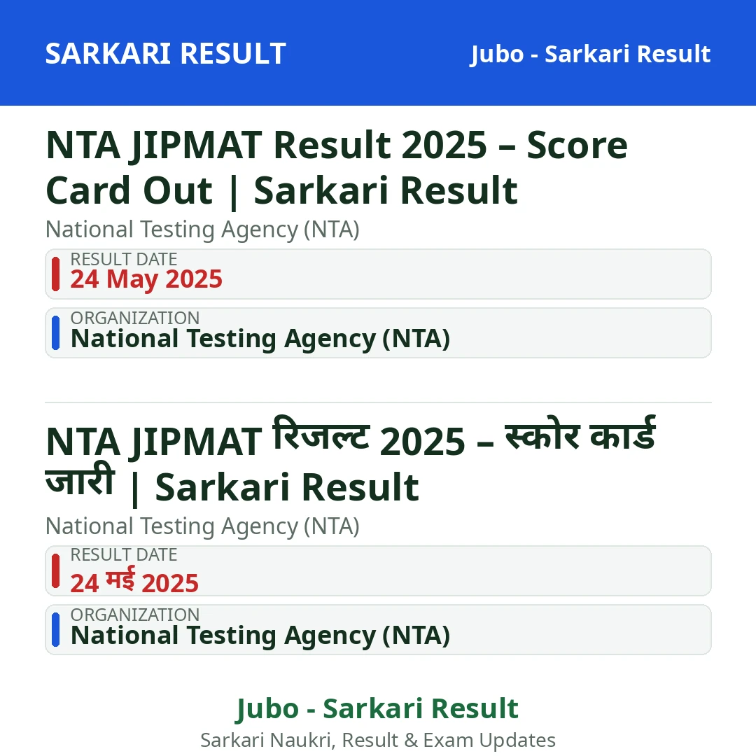 NTA JIPMAT Result 2025 – Score Card Out | Sarkari Result