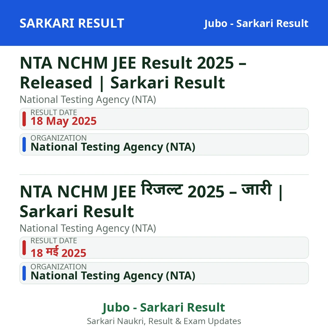NTA NCHM JEE Result 2025 – Released | Sarkari Result