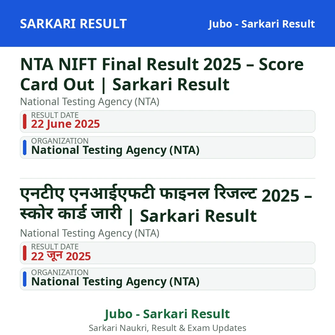 NTA NIFT Final Result 2025 – Score Card Out | Sarkari Result