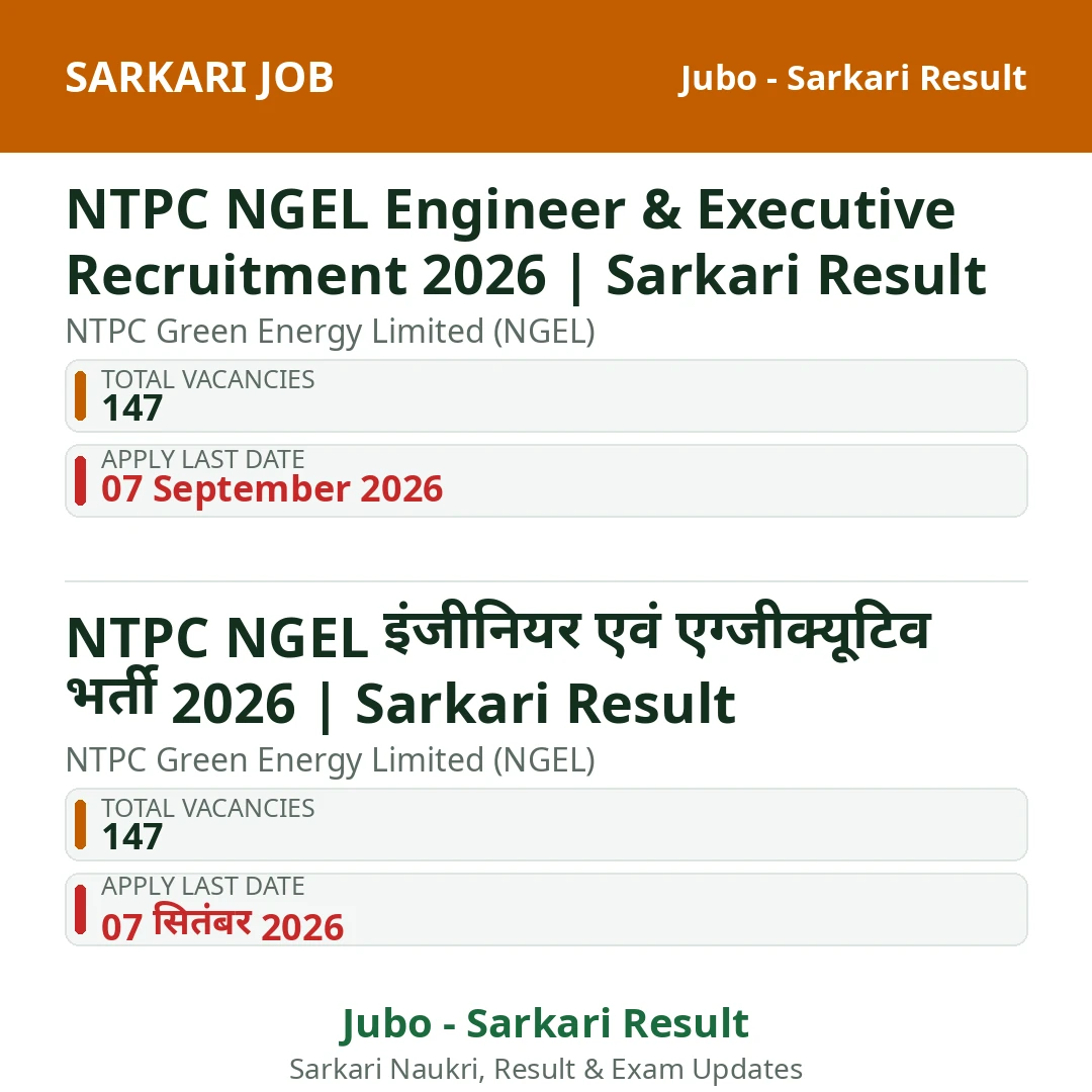 NTPC NGEL Engineer & Executive Recruitment 2026 | Sarkari Result