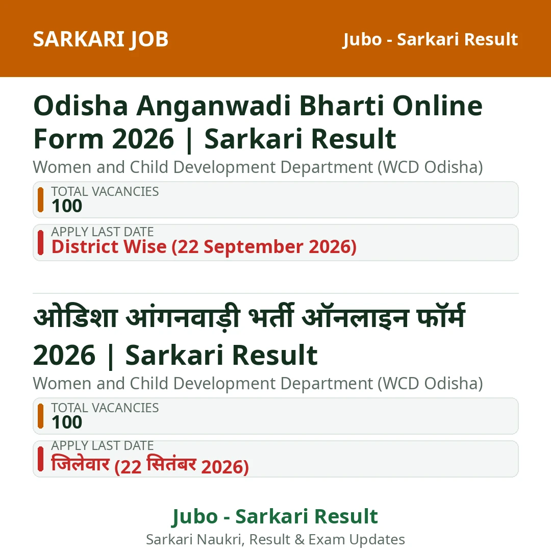 Odisha Anganwadi Bharti Online Form 2026 | Sarkari Result