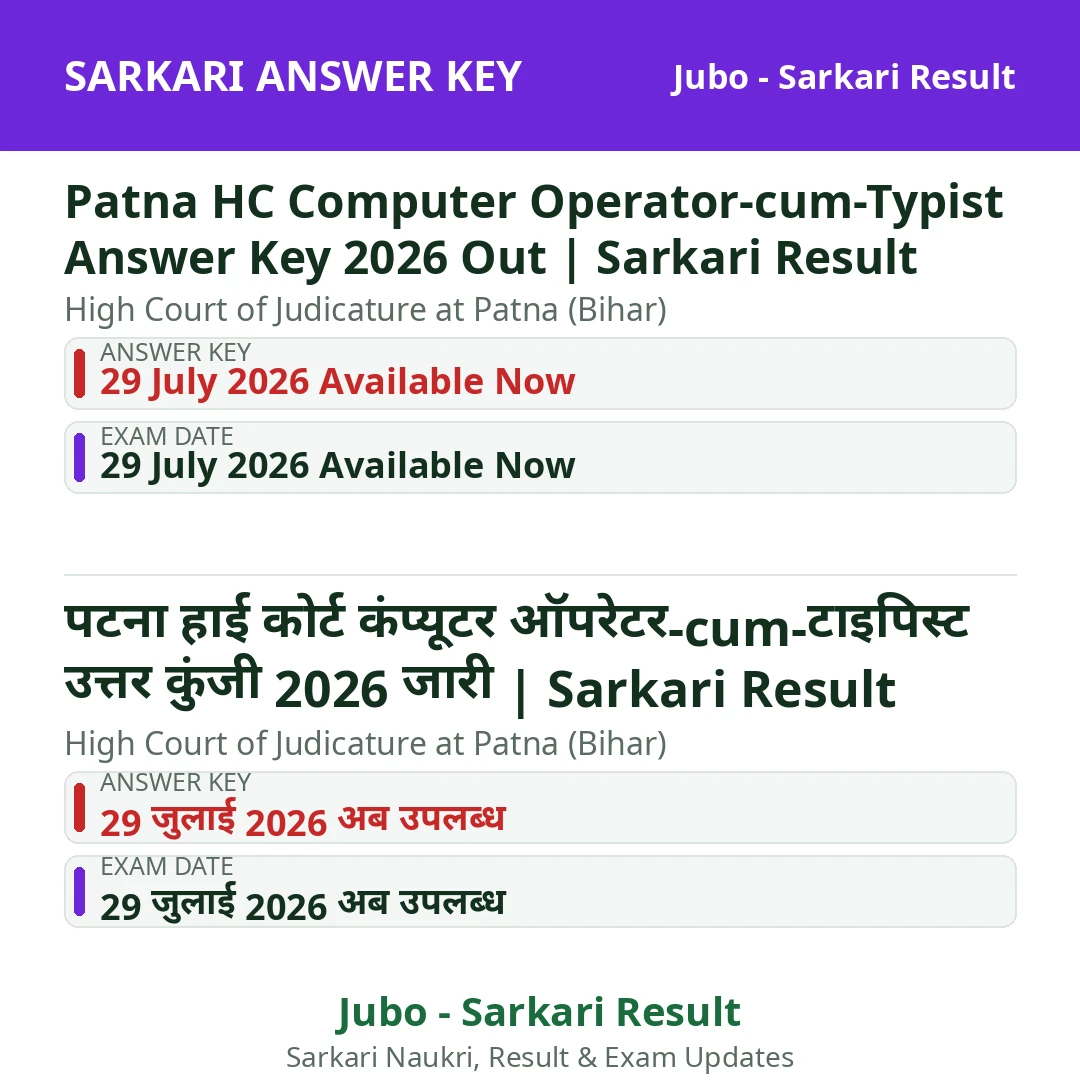 Patna HC Computer Operator-cum-Typist Answer Key 2026 Out | Sarkari Result