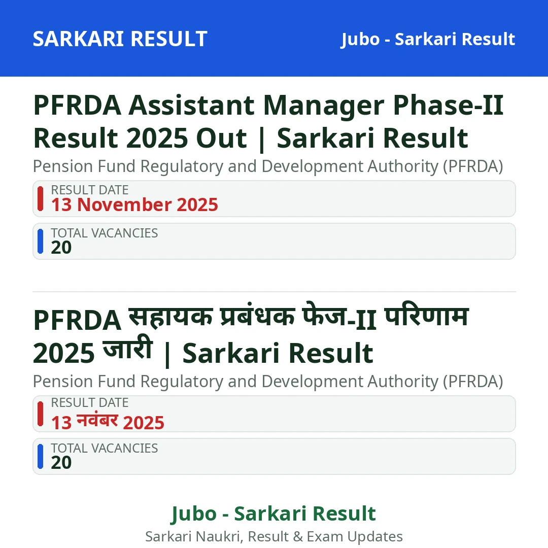 PFRDA Assistant Manager Phase-II Result 2025 Out | Sarkari Result