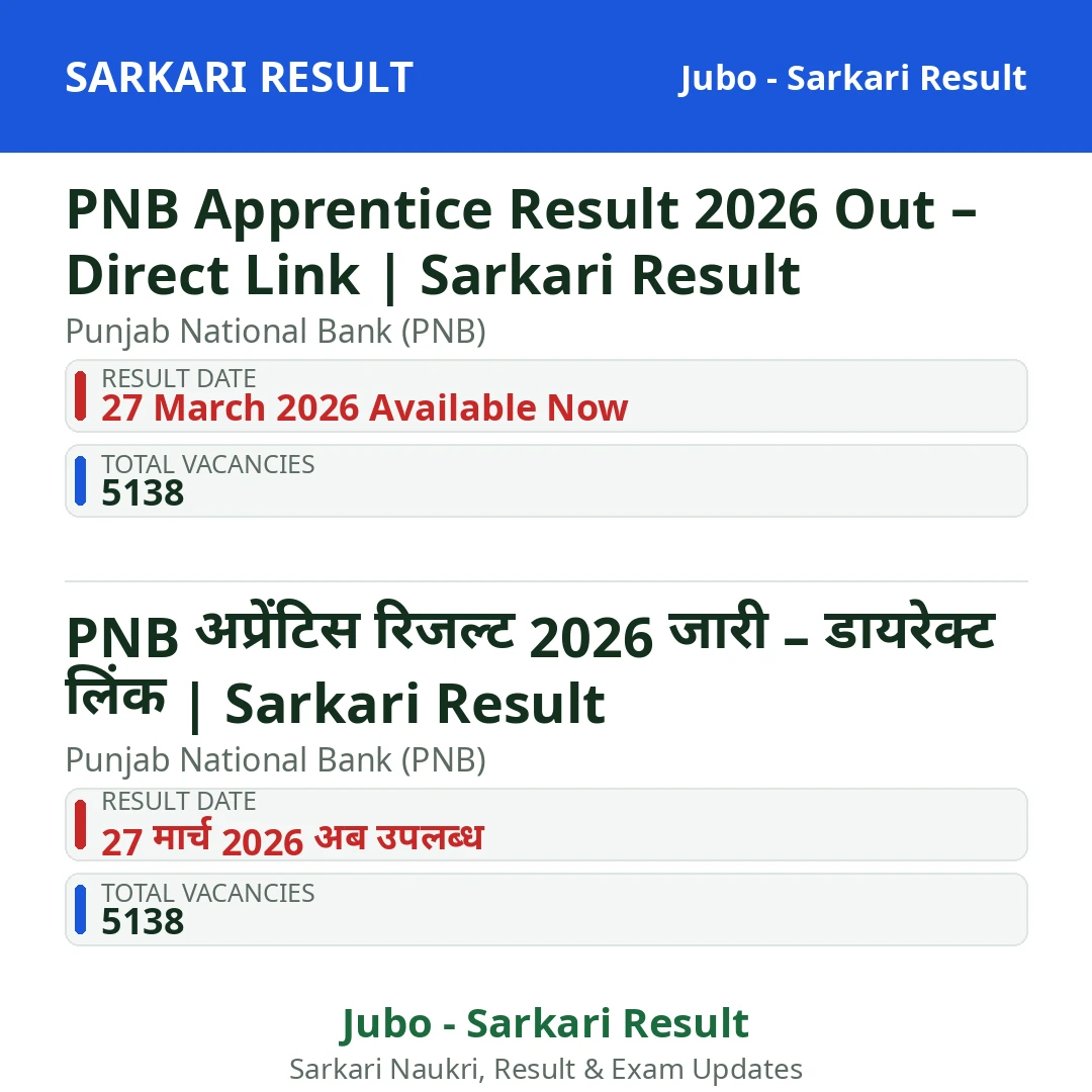 PNB Apprentice Result 2026 Out – Direct Link | Sarkari Result
