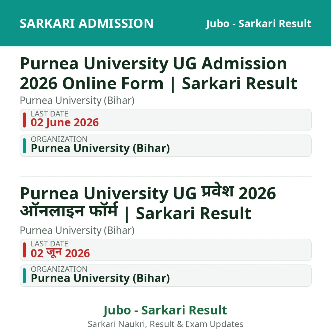 Purnea University UG Admission 2026 Online Form | Sarkari Result