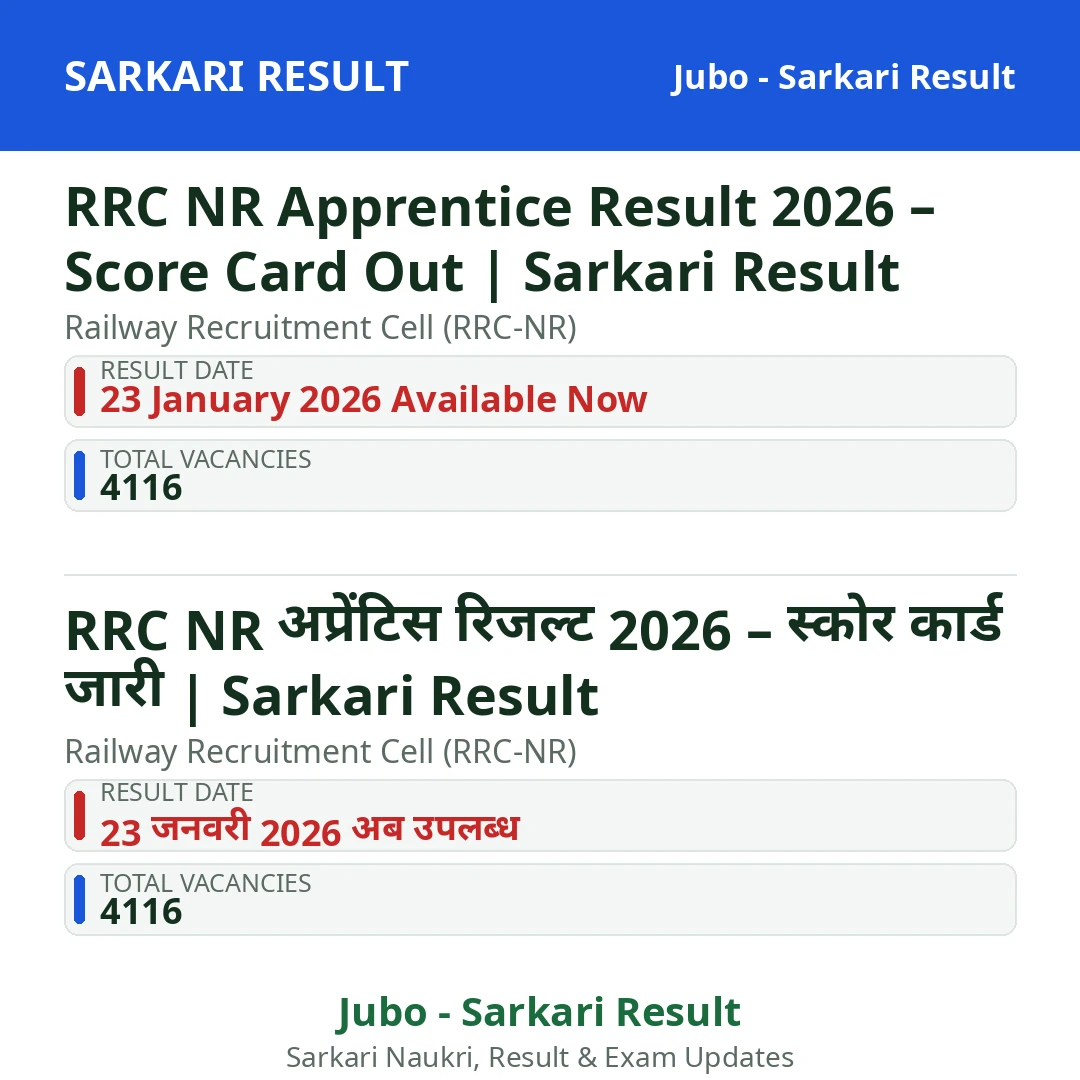 RRC NR Apprentice Result 2026 – Score Card Out | Sarkari Result