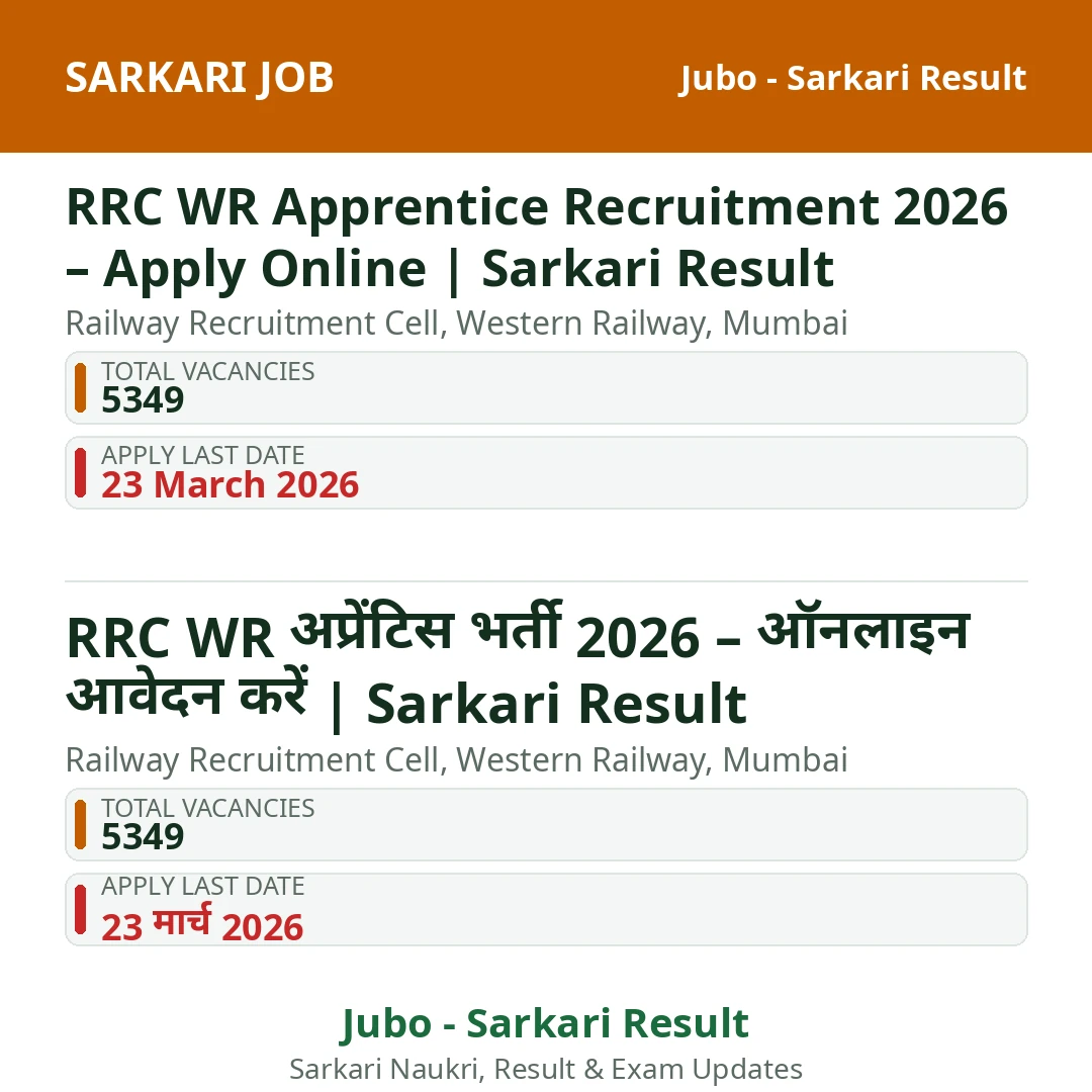 RRC WR Apprentice Recruitment 2026 – Apply Online | Sarkari Result