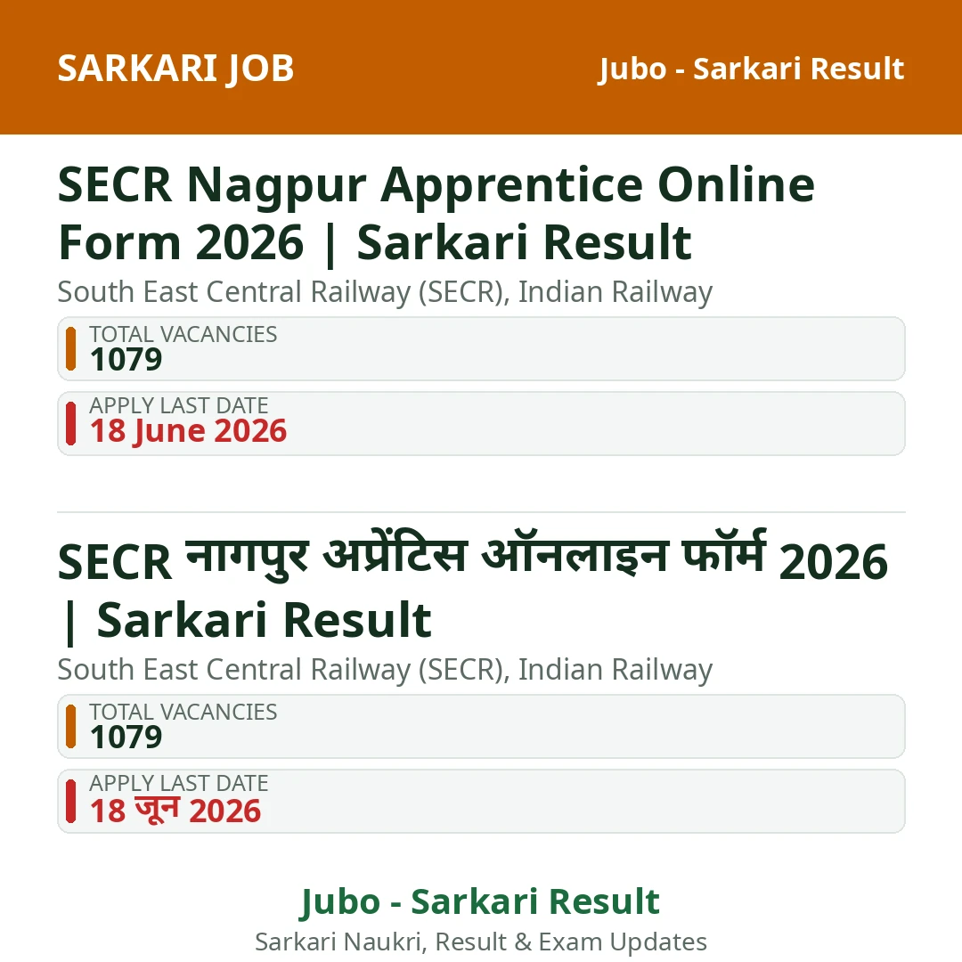 SECR Nagpur Apprentice Online Form 2026 | Sarkari Result