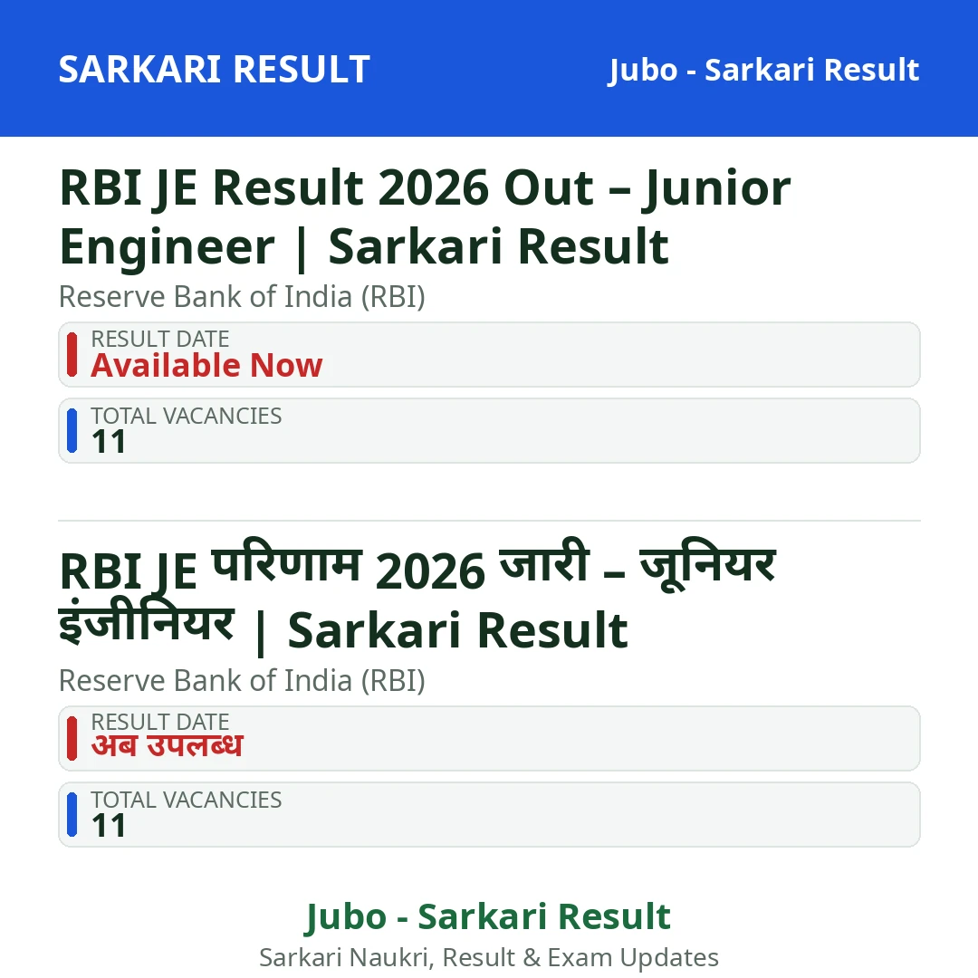 RBI JE Result 2026 Out – Junior Engineer | Sarkari Result