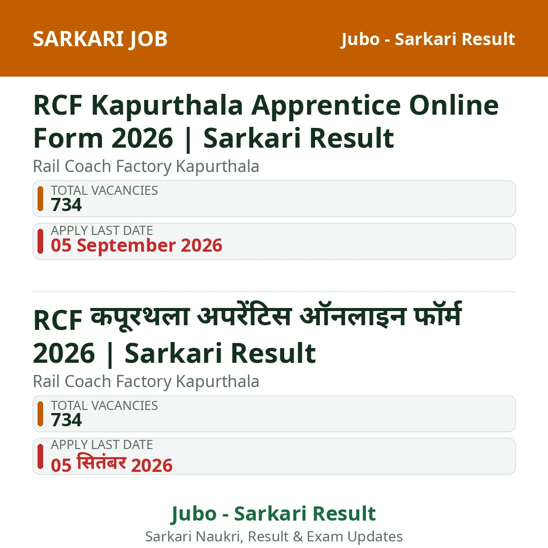 RCF Kapurthala Apprentice Online Form 2026 | Sarkari Result