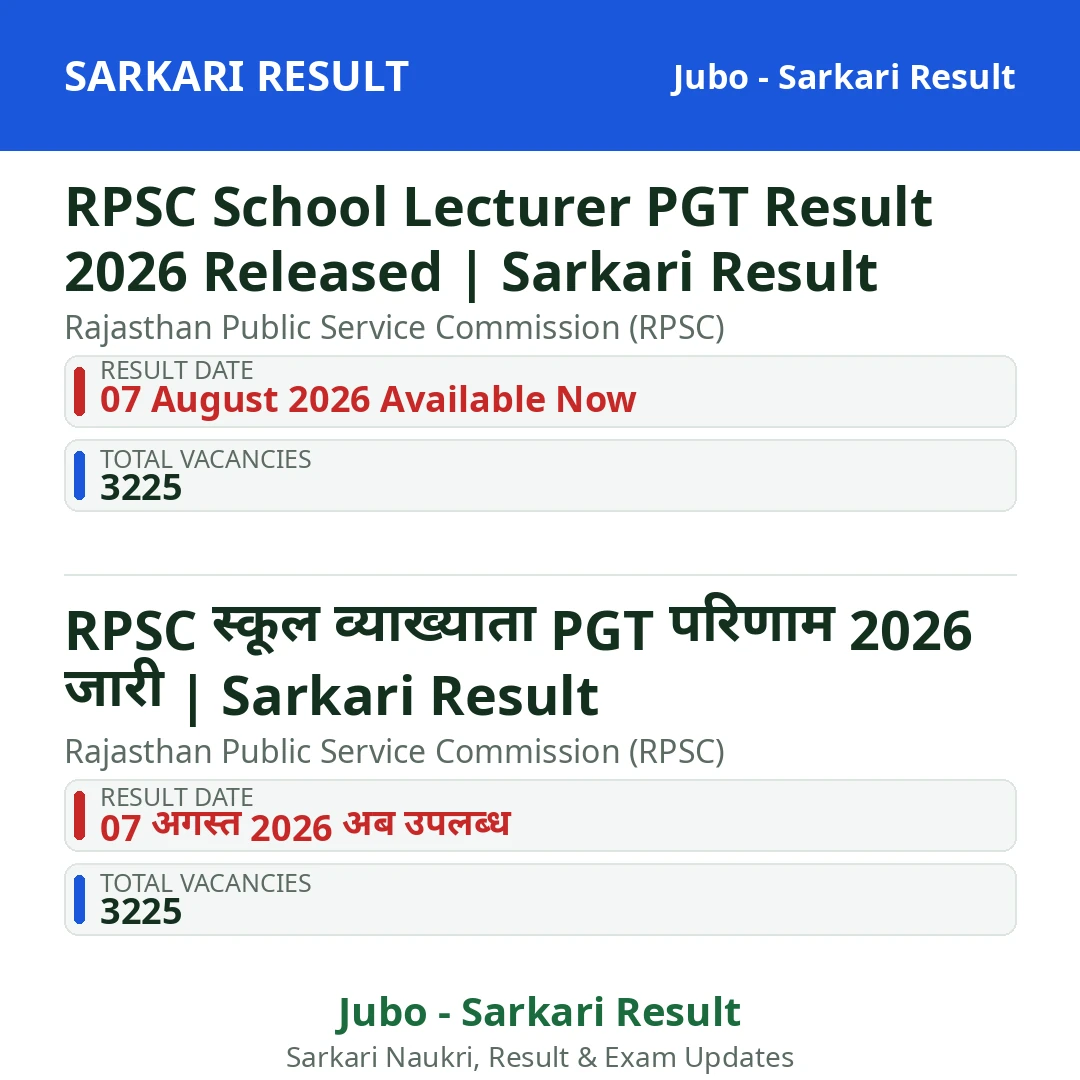 RPSC School Lecturer PGT Result 2026 Released | Sarkari Result
