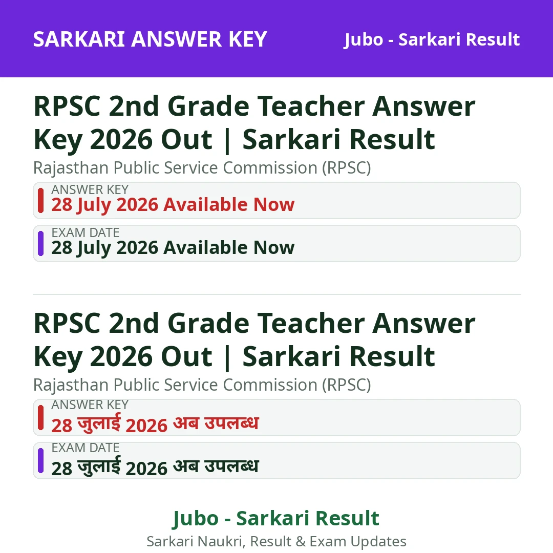 RPSC 2nd Grade Teacher Answer Key 2026 Out | Sarkari Result