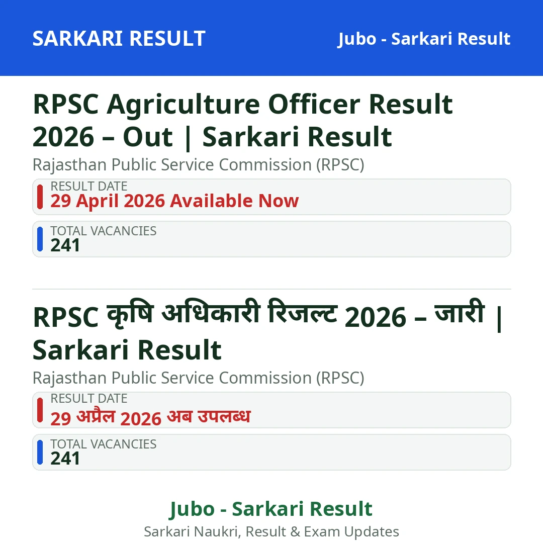 RPSC Agriculture Officer Result 2026 – Out | Sarkari Result