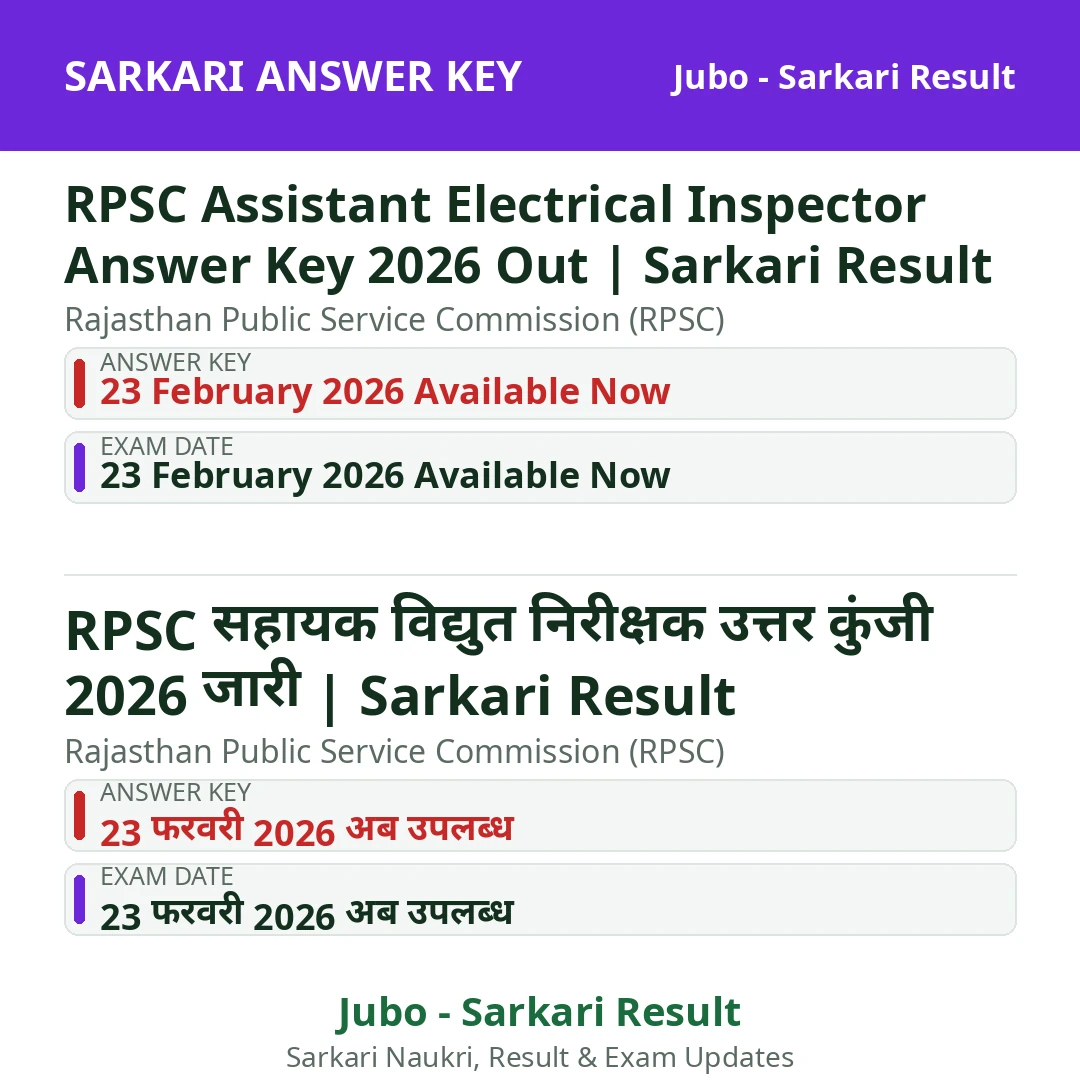 RPSC Assistant Electrical Inspector Answer Key 2026 Out | Sarkari Result