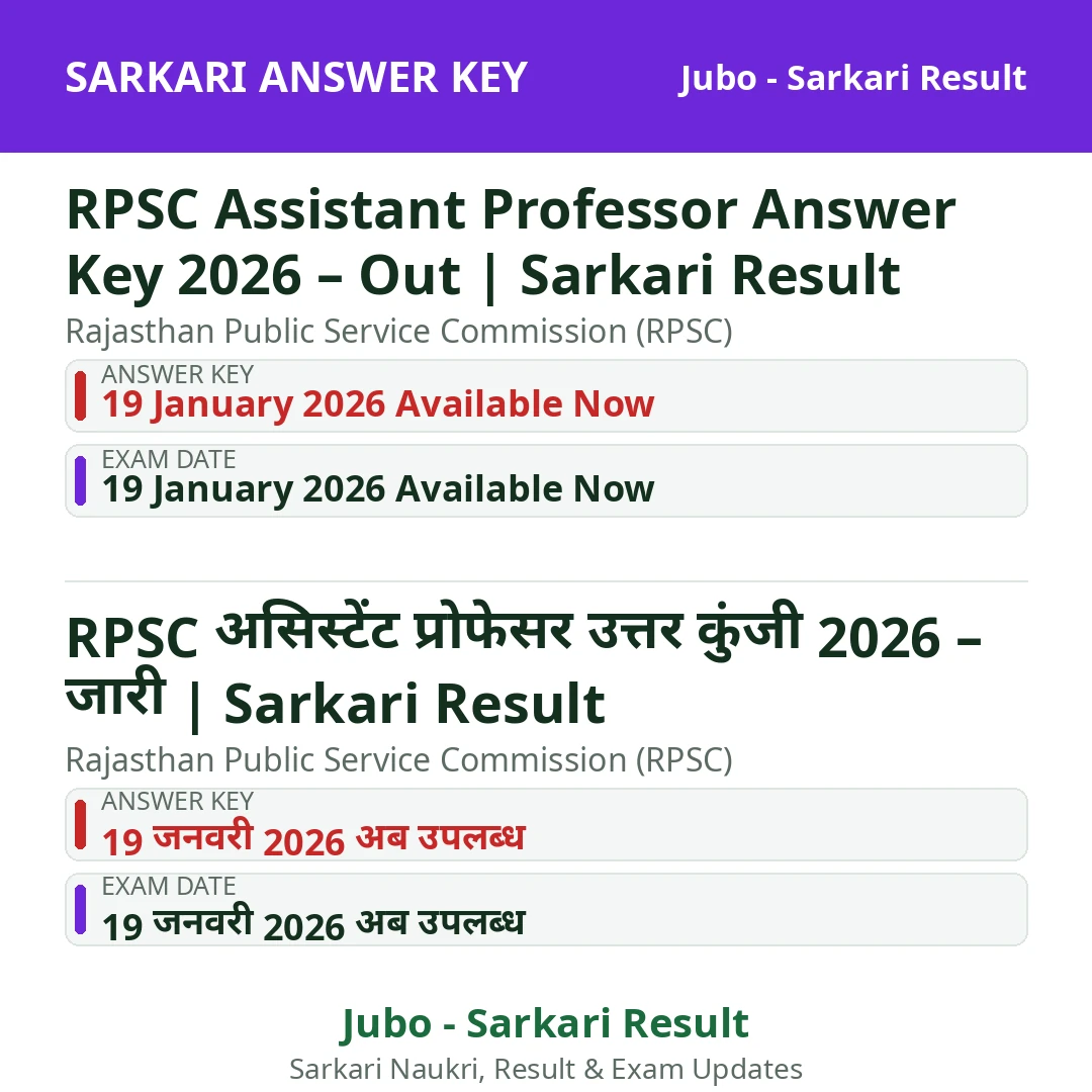 RPSC Assistant Professor Answer Key 2026 – Out | Sarkari Result