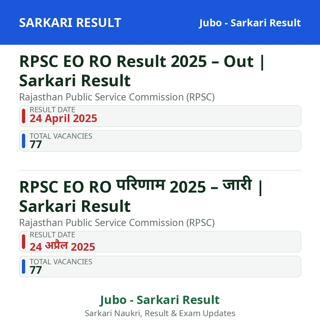 RPSC EO RO Result 2025 – Out | Sarkari Result