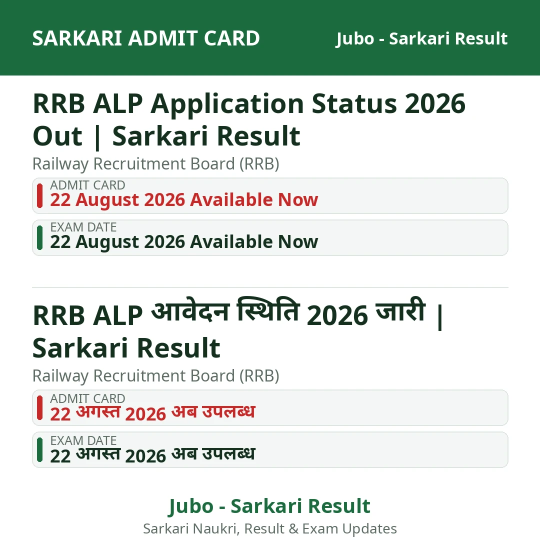 RRB ALP Application Status 2026 Out | Sarkari Result